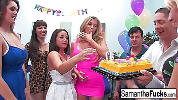 Samantha's Big Boobs Bounce During A Wild Birthday Party