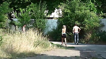 Teen girl gets her pussy pounded in public sex street